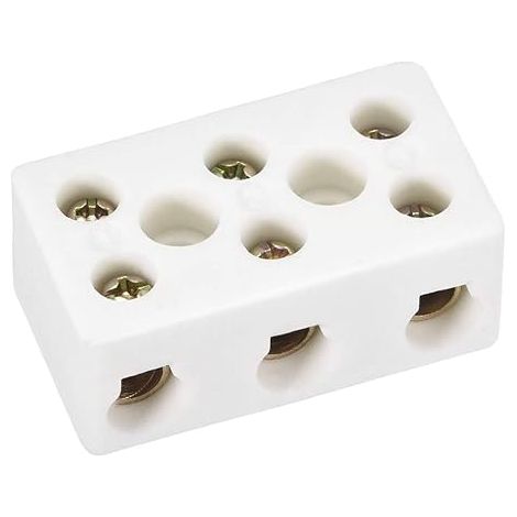 Morsettiere in ceramica a 3 vie, connettori in ceramica porcellanata ad alta temperatura per cavi elettrici.