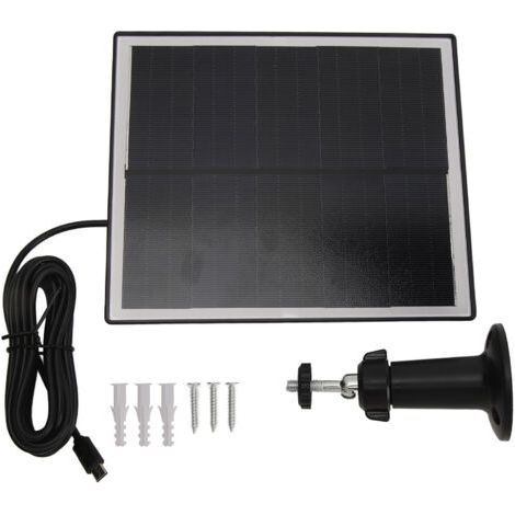Panneau solaire 6W 5V en silicium monocristallin, étanche IP65, ultra-fin et portable, avec support pour caméra et moniteur (noir). (1/5)