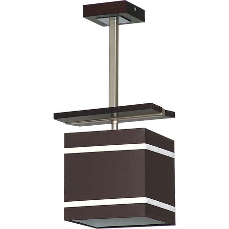 Deckenlampe E27 Braun Chrom Stoff Metall Deckenleuchte