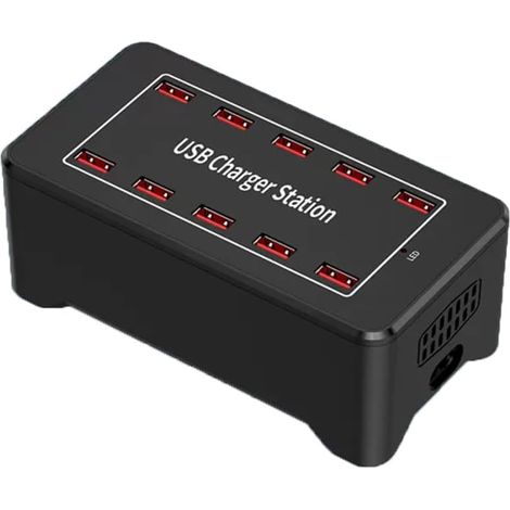 Station de charge USB tablettes - Station de charge de bureau universelle multiports 10 ports 100 W - Pour rapide, téléphones portables, téléphones (1/5)