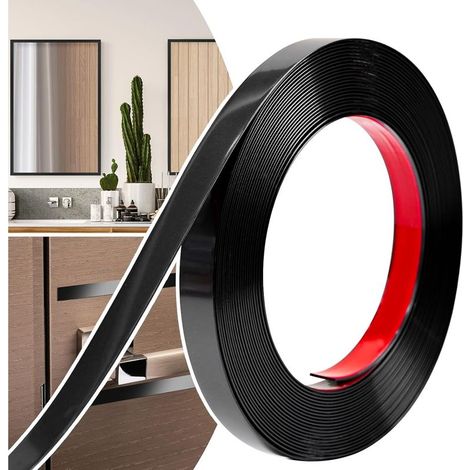 Bordure décorative, bande de décoration auto-adhésive pour portes, fenêtres, miroirs flexibles,armoires, et bordures(Noir,20mm x 12m) (1/4)