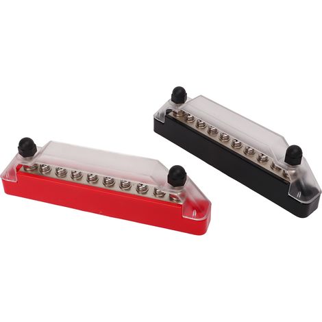1 paire de blocs de distribution électrique à 10 bornes 48 V 150 A avec goujons M6 et vis M4 pour voiture ou bateau. Comprend 2 goujons M6 et 8 vis M4. (1/5)