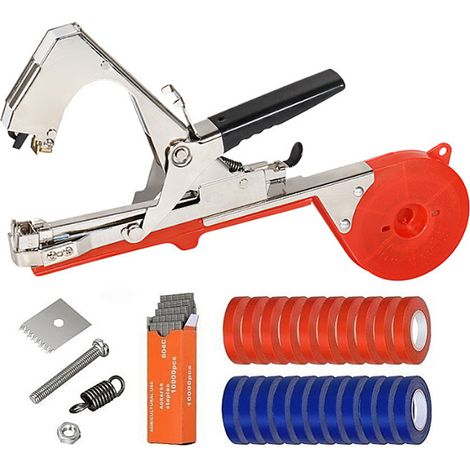 1 machine à lier les branches, coupe automatique, ruban de ligature inclus, pour vigne tomates concombres, outil de tuteurage (1/5)