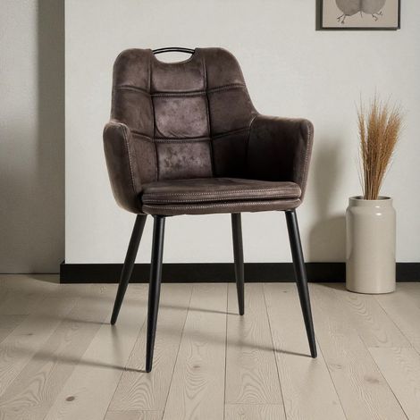 Chaise de salle à manger moderne en tissu anthracite (lot de 2) Maurina (1/5)