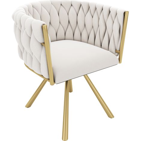 Sedia da pranzo girevole in velluto beige con gambe in metallo dorato MODENUIT (1/5)