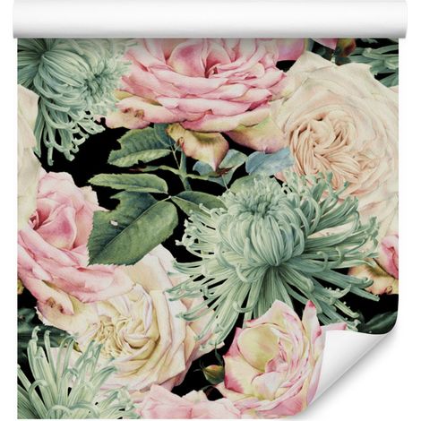 Carta da parati con rose naturali per soggiorno e camera da letto, 50x1000 cm (1/5)