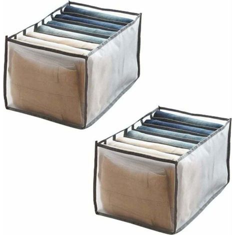Organisateur de Tiroir Pliable, 2 pièces Boîte de Rangement avec Compartiments Commode tiroir Organisateur Placard tiroir Lavable Respirant pour Jeans,T-Shirt,Pantalon,Pull,sous-vètements