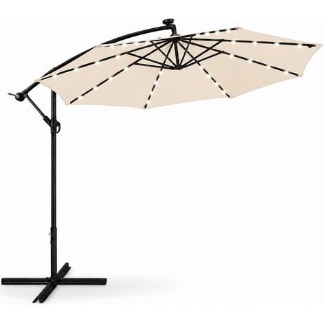 Sombrilla 3 metros beige Lateral Con Iluminación Led Y Inclinación 360° (1/5)