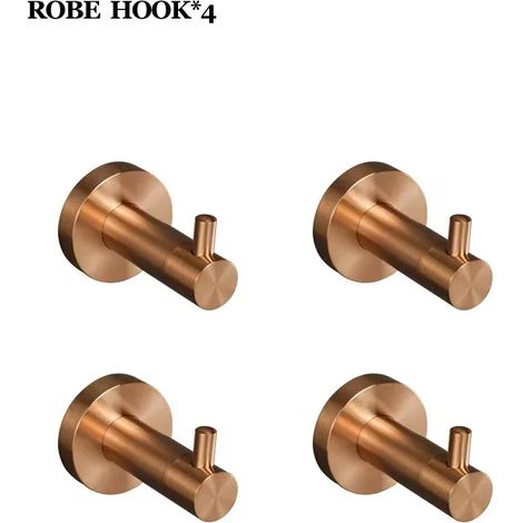 Ensemble d'accessoires de salle de bain (4 crochets pour peignoirs) Porte-serviettes rose doré tendance, support de rangement, suspension WC tendance (1/5)