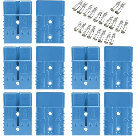 Confezione da 10 connettori per batteria a sgancio rapido Anderson 50A 24V/600V - Connettori di alimentazione modulari - Kit di connessione rapida Anderson (Blu 50A) (1/5)