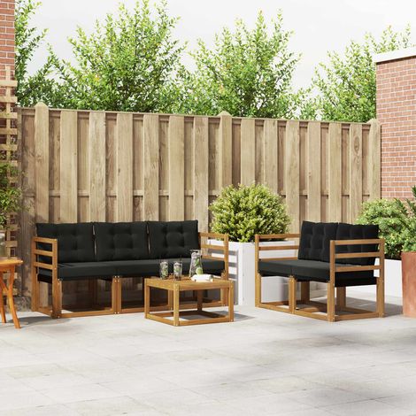 Outdoor-Sofagarnitur mit Kissen 6 pcs Natürlich und Schwarz
