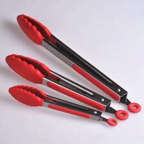 Pinces À Barbecue - Acier Inoxydable 18/8 (304) Avec Embouts En Silicone - Pour Cuisson Servir Grill Salade - Lot De 3 (7 9 12 Pouces) (1/4)