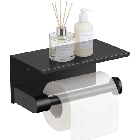 Porte Papier Toilette Noir Mat Support Papier Toilette Mural (1/5)