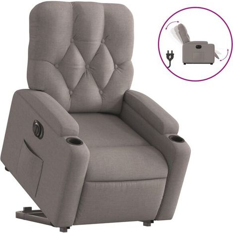 fauteuil inclinable électrique en tissu brun grisâtre (1/5)