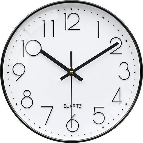 Horloge Murale 30 cm Moderne, Silencieuse, Noir-Blanc, Cuisine (1/5)