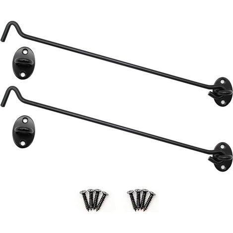 Gancho de retención, pestillo de cierre, pestillo de ojo de acero inoxidable, con tornillos, apto para baños, ventanas y puertas correderas (Negro) (1/5)