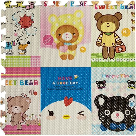 4pz Tappeto Tappetino Puzzle Morbido Funny 60 X 60 X 0,8 Cm Per Bambini Gioco Da Interno (1/2)