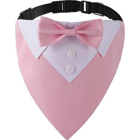 Collier et bandana triangulaire style britannique pour chien, rouge, bleu, noir, rose, tailles S, M, L, rose. (1/5)
