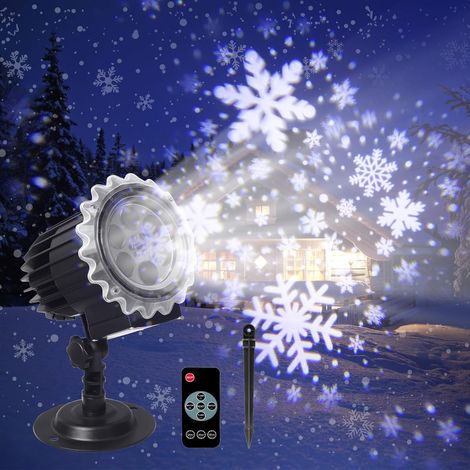 Projecteur Noel Exterieur, Projecteur Flocon Neige Lumiere Noel Exterieur avec Telecommande, Decoration Noel Interieure Exterieure Etanche IP65 pour Noel Fete Jardin Hiver (1/5)