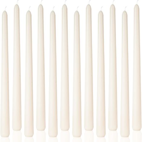 Beyamis Bougies coniques blanches 30cm - Lot12 sans fumée candélabre (1/5)