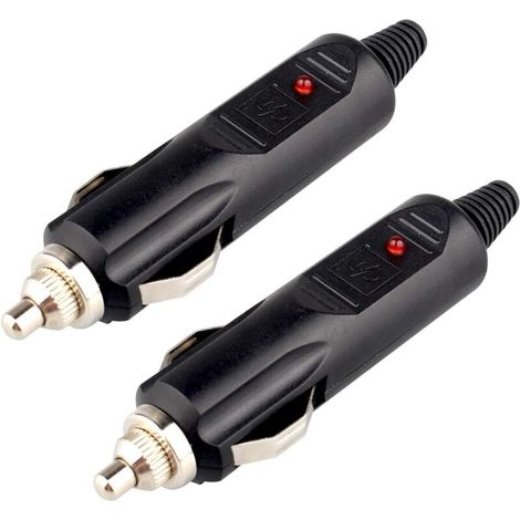 Confezione da 2 prese di corrente per accendisigari maschio CC 12V con fusibile rosso da 10A e indicatore di alimentazione a LED (1/4)
