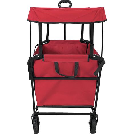Chariot Ă Main Pliable Rouge 105 x 56,5 x 116 cm Tissu Oxford