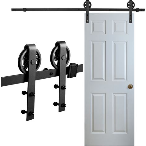 SWANEW Sistema di porte scorrevoli Sistema di porte scorrevoli Kit di montaggio per porte scorrevoli in legno-Riesenrad-200cm (1/5)