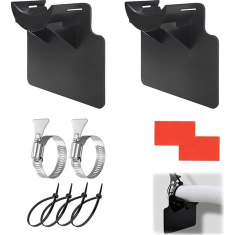 Soportes para mangueras de piscina,plástico,con abrazadera de acero inoxidable y protección contra dobleces,manguera de piscina,2 piezas (negro)