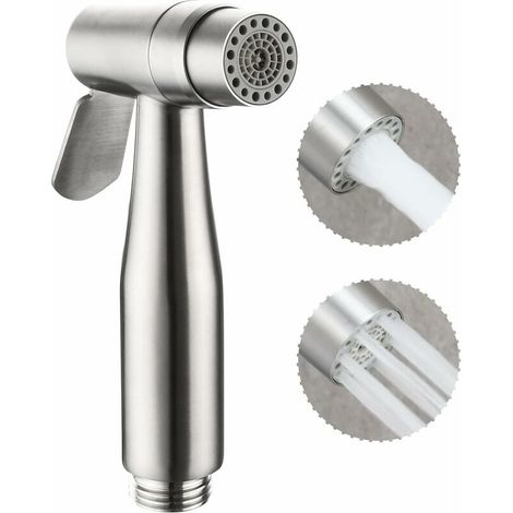 Crediri Edelstahl-Bidet-Toilettensprüher, Handbrause, silberner Toilettensprüher, Toilettenduschkopf, wassersparender Duschkopf, Windelsprüher für Küche, Toilettenreinigung, Dusche, Haustierreinigung (1/5)
