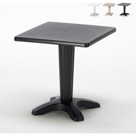 Grand Soleil – Table de jardin carrée 70x70 cm – Polypropylène Greenpol résistant aux UV – Base lestable pour stabilité – Design moderne noir