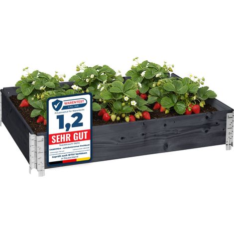 Garronda Potager surélevé en Bois Naturel 120x80x20 cm pour Jardin – Jardinière rectangulaire 1 piècespour Plantes, Fleurs, légumes et Herbes - Bac Potager en Bois GD-0075, Anthracite