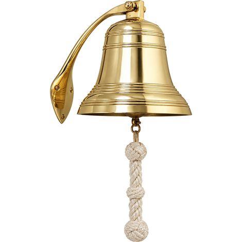 Cloche murale marine en laiton brillant avec corde 33 cm (1/2)