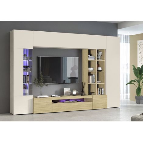 Banc TV moderne blanc cachemire/chêne wotan Keops (1/5)