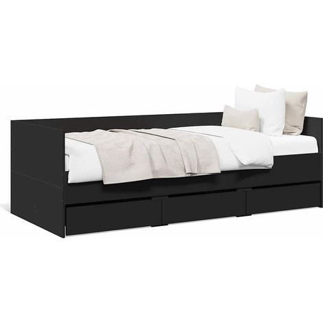 Maison Exclusive - Sofá cama con cajones sin colchón negro 75x190