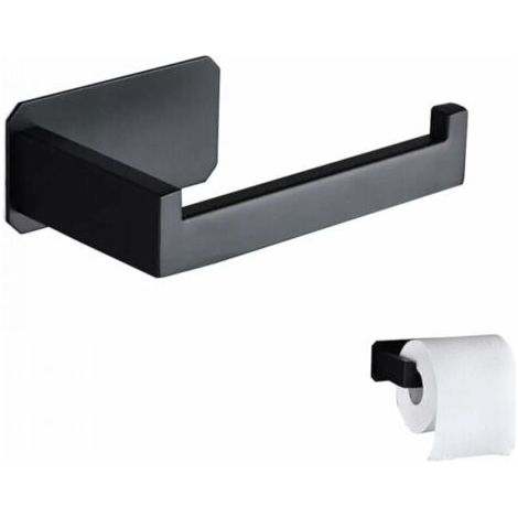 Pair Porte-papier toilette, porte-papier toilette en acier inoxydable, porte-papier toilette autocollant pour salle de bain et cuisine, noir (1/5)