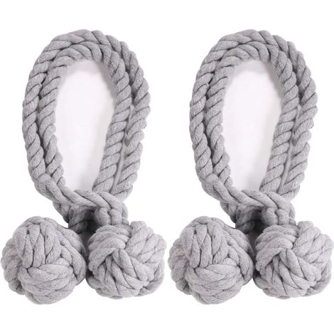 Cordones Para Cortinas - Hechos A Mano - Algodón - Diámetro De Bola 8 Cm - Longitud De Cuerda 130 Cm - Juego De 2 (1/5)