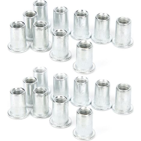 Kit 20 pièces écrous rivetés en alliage d'aluminium, fixation quincaillerie robuste, visserie M6 x 10, haute plasticité, outillage de bricolage (1/5)