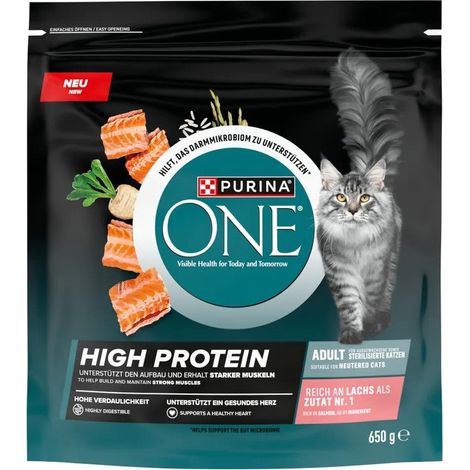 Purina One Katzentrockenfutter High Protein 650 g Lachs