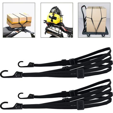 2 Pieces Elastic Bungee Cords with Hooks, Bicycle Expander, Motorcycle Elastic Strap, Luggage Strap, Helmet Strap, Black Elastic Bungee Cords, Motorcycle Strap etc (90 cm, 2 Pieces) (1/4)