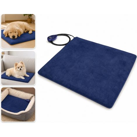 Tapis Chauffant Electrique Chien Thermostat 230V GS Velours Bleu 40 x 30 cm (1/5)