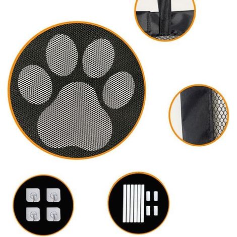 Självhäftande hundgrind med tassmönster – hopfällbart husdjursstaket utan borrning for dörröppningar, trappor och hallar (1/2)