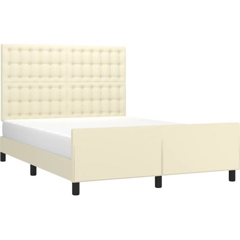 Bettgestell mit Kopfteil Creme 140x200 cm Kunstleder vidaXL (1/4)
