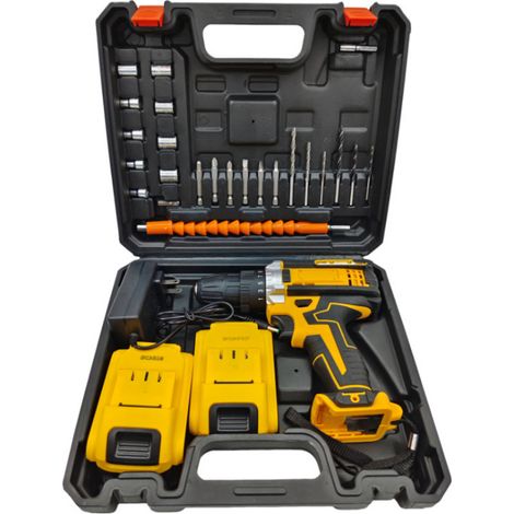 Perceuse Visseuse Sans Fil 21V, Perceuse à Vitesse Variable avec 2 Batteries Lithium et Chargeur, Tournevis Électrique Multifonction pour Bricolage
