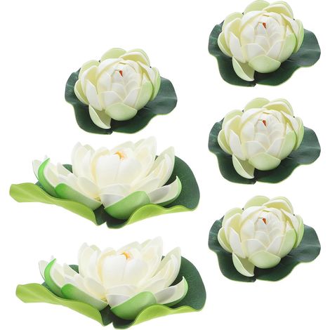 6 Pièces Nénuphars Décoration Réaliste et Élégante Artificiels Flottants en PU et Caoutchouc Souple pour Aquarium et Bassin pour Maison et Bureau (1/5)