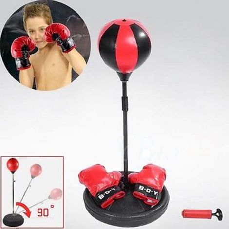 Sac de Frappe - Ballon de Boxe Gonflable Réglable 70-105 cm - Pour Enfants - Avec Gants et Pompe - 1 Pièce (1/4)