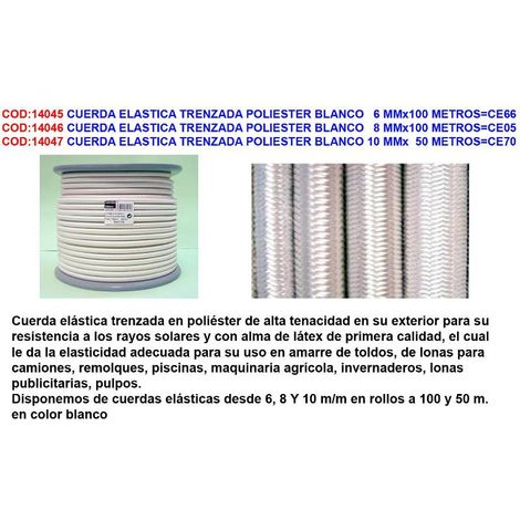 cuerda elastica trenzada poliester blanco 10 mmx  50 metros ce70 (1/2)