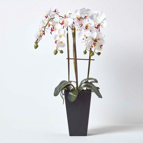 HOMESCAPES Kunstblume Orchidee weiß groß