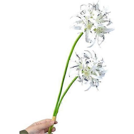 Lot de 2 lys araignées rouges artificiels, fleurs réalistes en soie, fausses branches pour centre de table, décoration florale pour mariage, maison ou bureau.blanc (1/5)