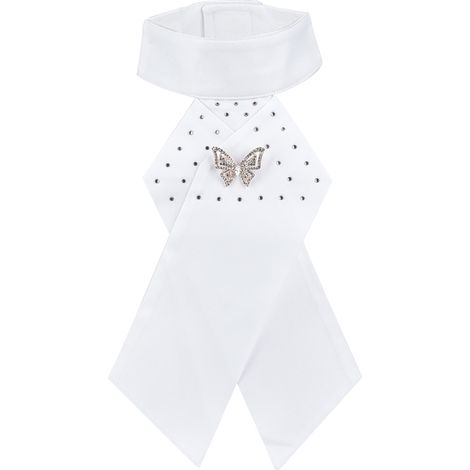 3PCS Broderie Florale Blanche en Coton Peigné pour Équitation - Collier Cravate Accessoire Équestre Papillon Taille Unique Adultes Enfants (1/5)