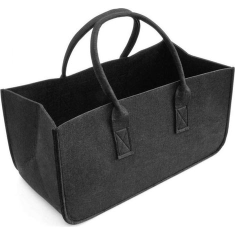 1Pcs Log Bag Felt Wood Bag Log Basket Wood Storage Bag for Logs Dark Grey 50x25x25CM (1/4)